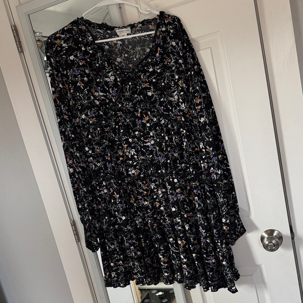 Chic Soul Black Floral Dress